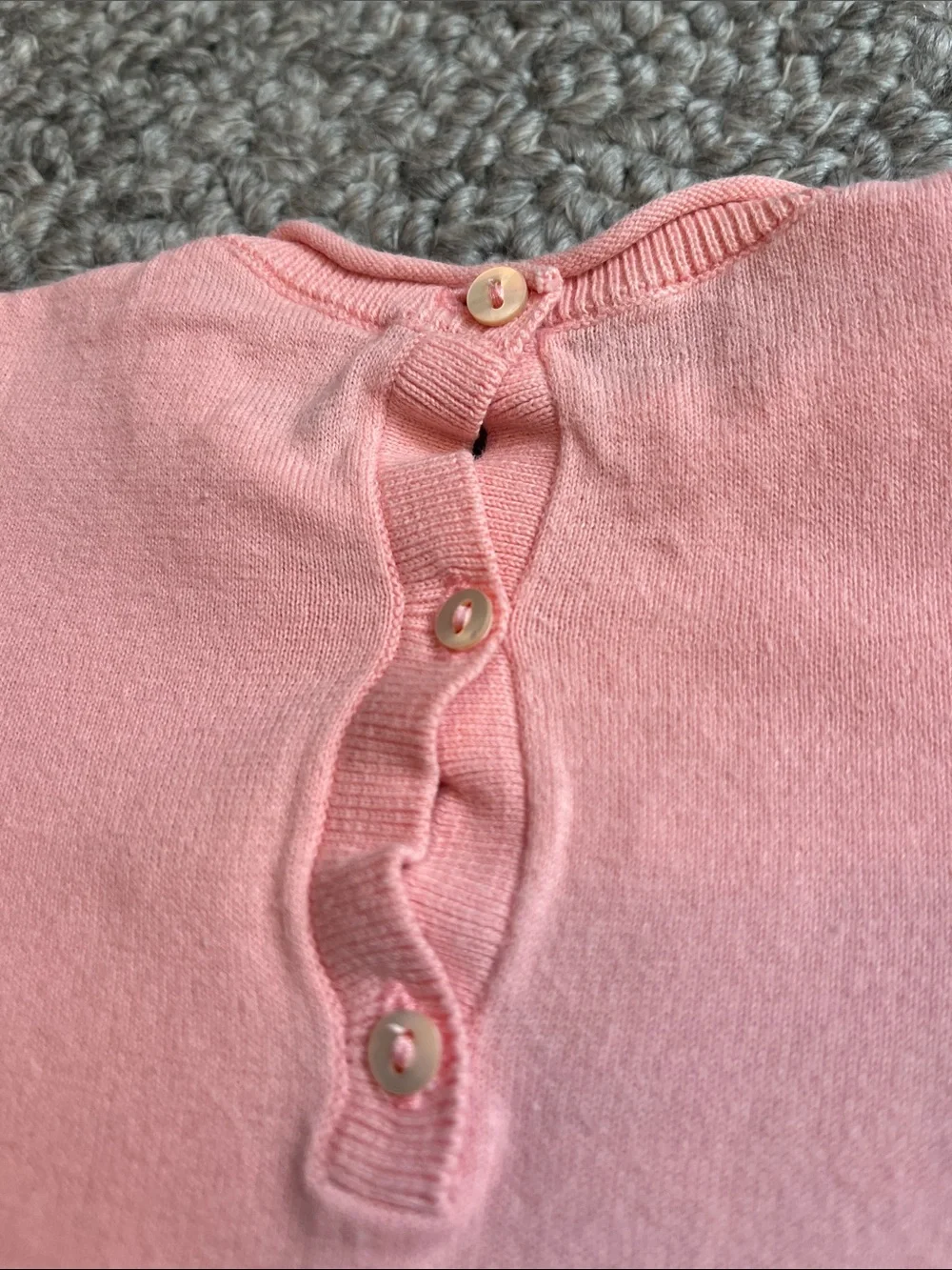 Bonpoint Soft Pink Knit One-Piece with Cherry Detail